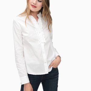 NWT Splendid White Poplin Ruffle Shirt, Sz S